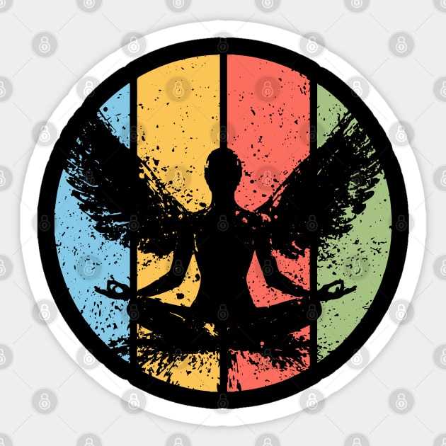 Meditating Angel Grunge Pop Art – Vintage Spiritual Aesthetic Tee Sticker by TuncGK